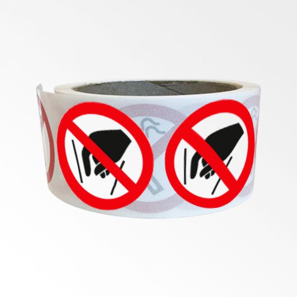 Rouleau de Pictogrammes d'Interdiction ISO EN 7010 "Ne pas mettre les mains" P015