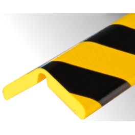 Profil butoir flexible jaune et noir 1 m - modèle H+ FLEX
