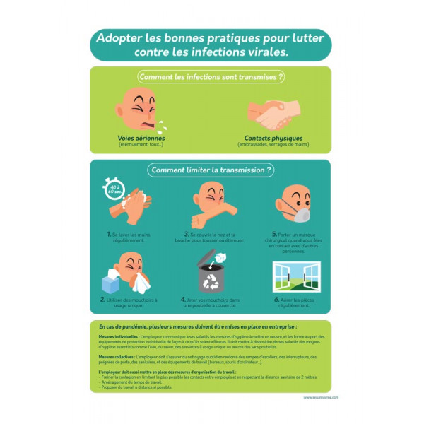 Poster "Bonnes pratiques contre les infections virales" - A4 - Vinyle