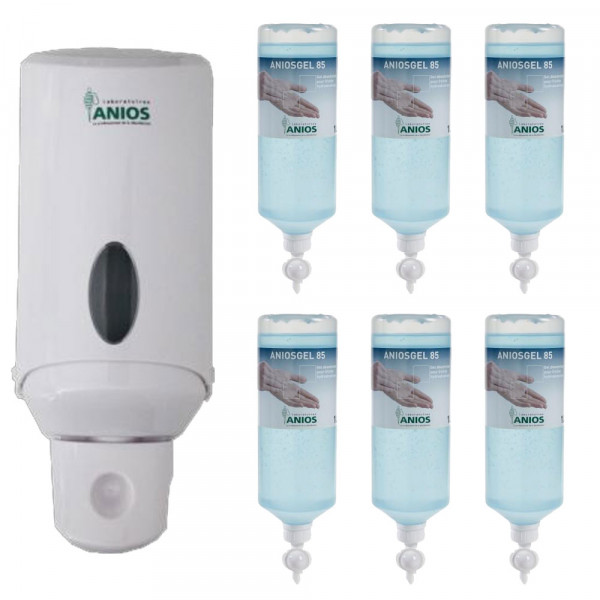 Pack distributeur de gel ABS + 6 flacon de Gel hydroalcoolique en 1000 ml