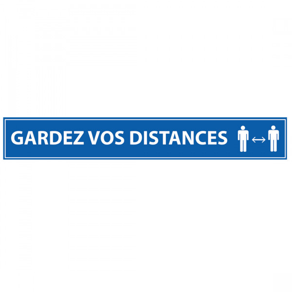 Adhésif De Marquage Au Sol - Gardez Vos Distances - 700x100mm - Bleu Ou Orange