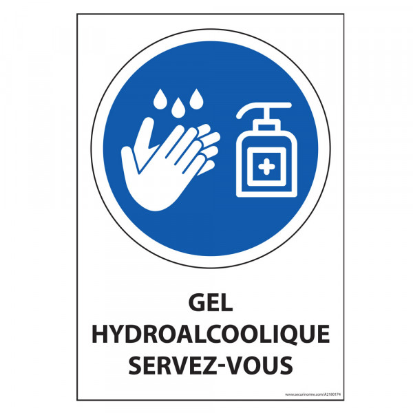Panneau Gel Hydroalcoolique Servez-vous - Vertical A5 Ou A4
