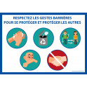 Panneau "Respectez les gestes barrière" + 5 images