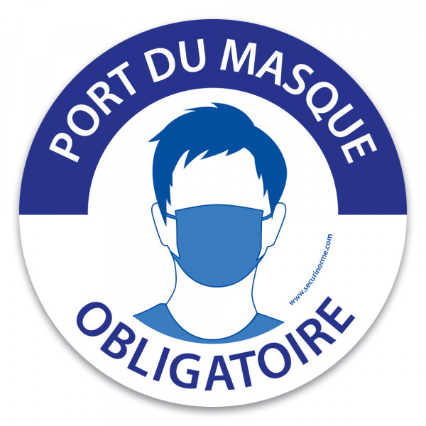 Pictogramme port Du Masque Obligatoire - Bleu Et Blanc