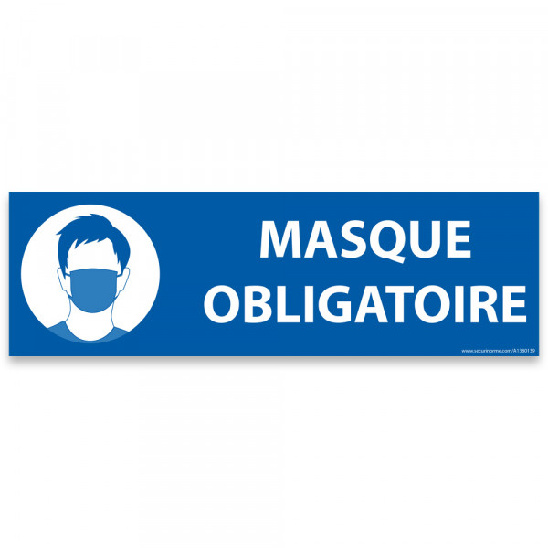 Marquage Au Sol masque Obligatoire Bleu - 30 X 10 Cm
