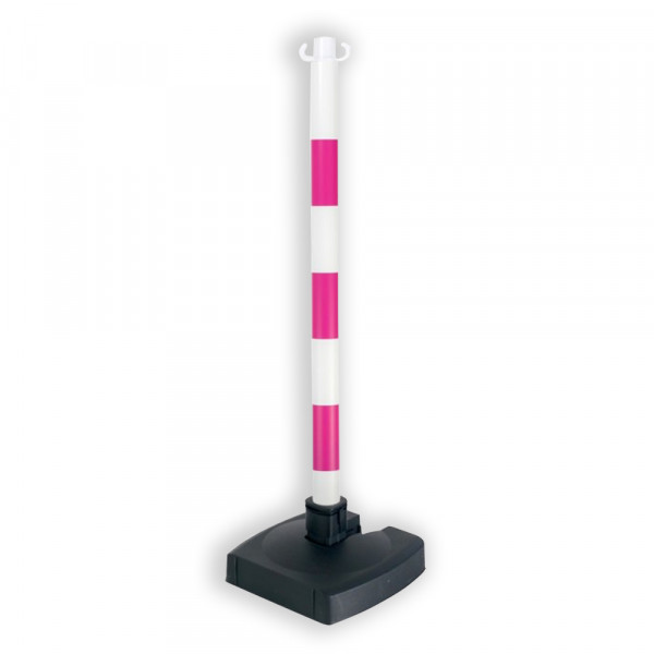 Poteau PVC rose/blanc bi-pose sur socle lesté 4 Kg