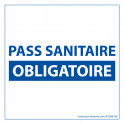 Sticker sanitaire Pass Sanitaire Obligatoire vinyle - 125 x 125 mm - fond blanc