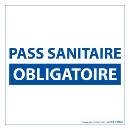 Sticker sanitaire Pass Sanitaire Obligatoire vinyle - 125 x 125 mm - fond blanc