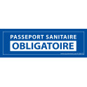 Sticker sanitaire Passeport Sanitaire Obligatoire vinyle - 150 x 50 mm - fond bleu