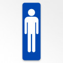 Panneau de Signalétique Silhouette Homme WC- Fond Blanc ou Argenté - 47 x 150 mm