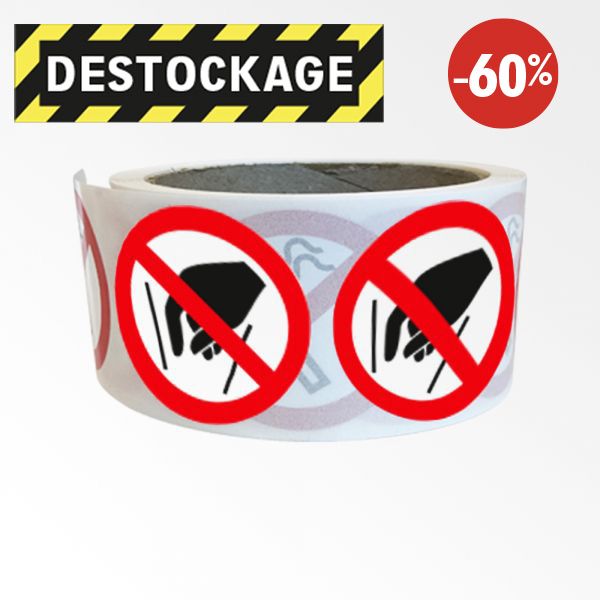 Destock - Rouleau De Pictogrammes D'interdiction Iso En 7010 - Ne Pas Mettre Les Mains - P015- Diam 100mm