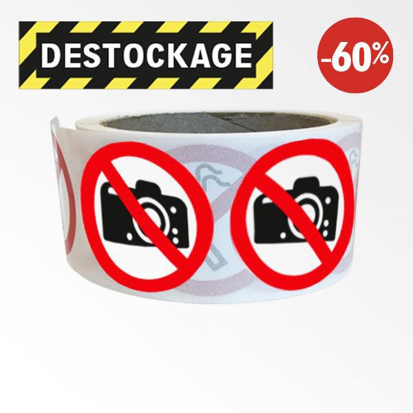 Destock - Rouleau De Pictogrammes D'interdiction Iso En 7010 - Interdiction De Photographier - P029- Diam 50mm