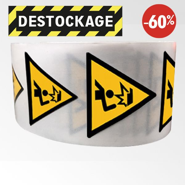 Destock - Rouleau De Pictogrammes De Danger Iso En 7010 - Obstacle En Hauteur - W023 - Diam 50mm