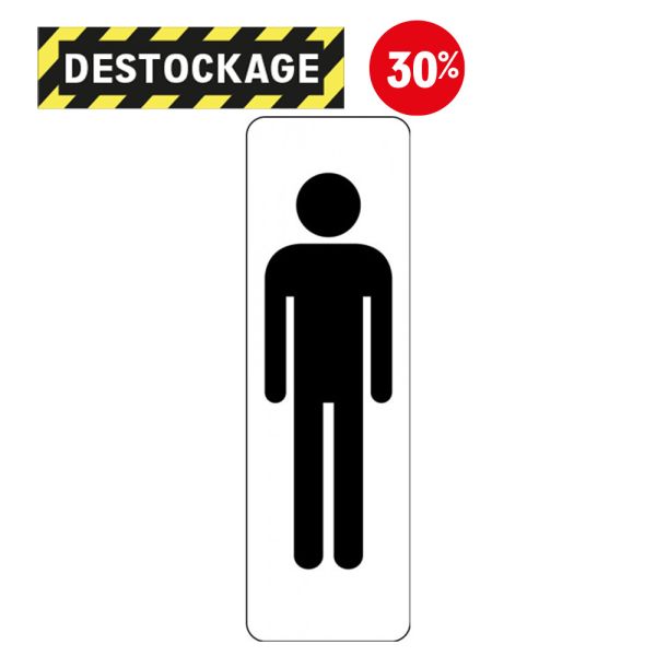 Destock -panneau Signalétique - Silhouette Homme Wc - Vertical - Blanc/ Bleu