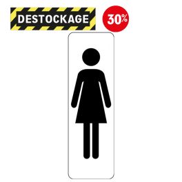 Destock - Panneau Signalétique - Silhouette Femme Wc - Vertical Blanc - 250 X 80 Mm