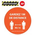 Panneau Ou Autocollant Gardez 1m De Distance Orange Vinyle Ou Pvc Diam:100 /200/ 315 Mm
