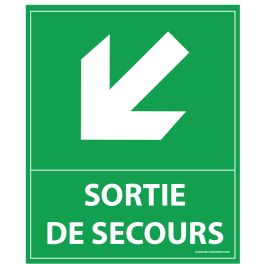 Panneau - Sortie De Secours - Flèche Bas À Gauche - 300 X 250 Mm
