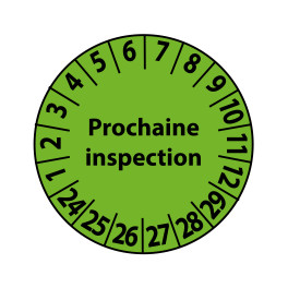 Pastille colorée à texte "Prochaine inspection" - 4 matériaux