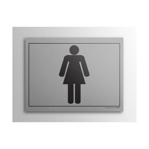 Plaque gravée toilettes picto Femme gris