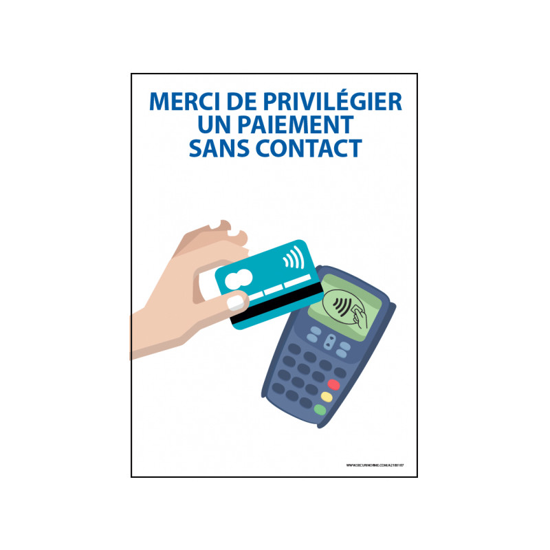 Panneau/Adhésif d'information - "Merci de privilégier un paiement sans contact" - A5 - Vinyle/PVC