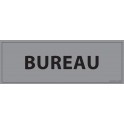 Signalisation d'information "BUREAU" blanc ou gris , vinyle ou PVC 210 x 75 mm fond gris