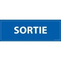 Signalétique information "SORTIE" fond bleu 210 x 75 mm