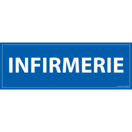 Signalétique information "INFIRMERIE" fond bleu 210 x 75 mm