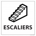 Signalétique information "ESCALIERS" fond blanc, vinyle 250 x 250 mm