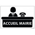 Signalétique information "ACCUEIL MAIRIE+ symbole" fond blanc 300 x 200 mm