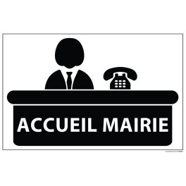 Signalétique information "ACCUEIL MAIRIE+ symbole" fond blanc 300 x 200 mm