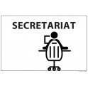 Signalétique information "SECRETARIAT + symbole" fond blanc 300 x 200 mm