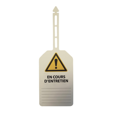 Plaquettes d'inspection - Danger + texte "En cours d'entretien" - 85 x 145 mm - Polyester - Lot de 350