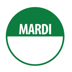 Pastilles - Jour de la Semaine Mardi - Repositionnable - 40 mm - Rouleau de 500