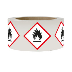 Étiquettes - Matières inflammables - SGH02 - 50 mm - Vinyle Autocollant - Rouleau de 250