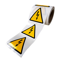 Étiquettes - Danger électricité - W012 - Vinyle autocollant - Rouleau de 250