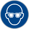 Rouleau Mini Pictogramme d'obligation 'Lunettes de protection" Vinyle ⌀25