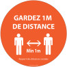 Autocollant ou Panneau - Gardez 1m de distance orange - Diamètre 100/200/315 mm