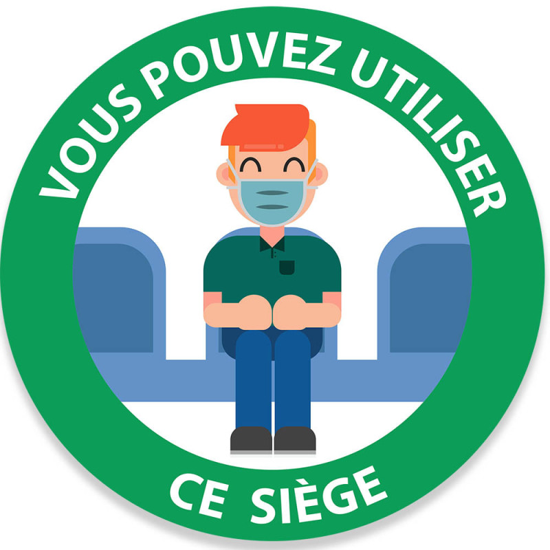 Adhésif "Vous pouvez utiliser ce siège" en couleurs