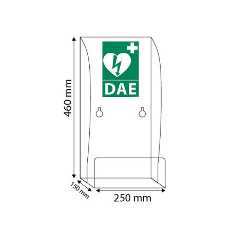 Support mural pour défibrillateur avec signalétique DAE - 460 x 250 x 150 mm - Plastique transparent
