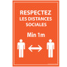 Panneau/Autocollant d'information - Respectez les distances sociales - Orange