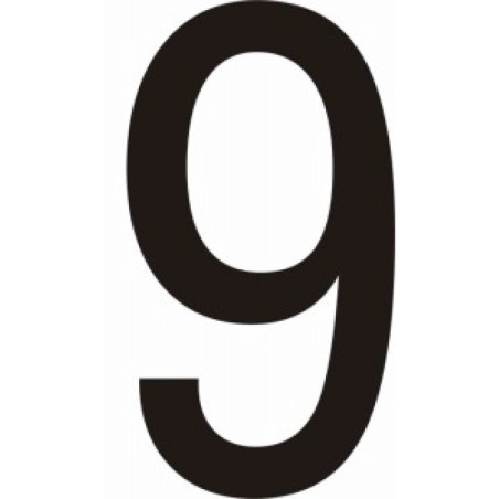 Lot de 10 chiffres adhésifs coloris noir  "0", ...,"9, 50 ou 75mm