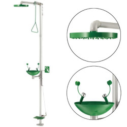 Douche et Lave-oeil Sécurité - Combiné Intérieur et extérieur - Normes EN  - Acier Galvanisé