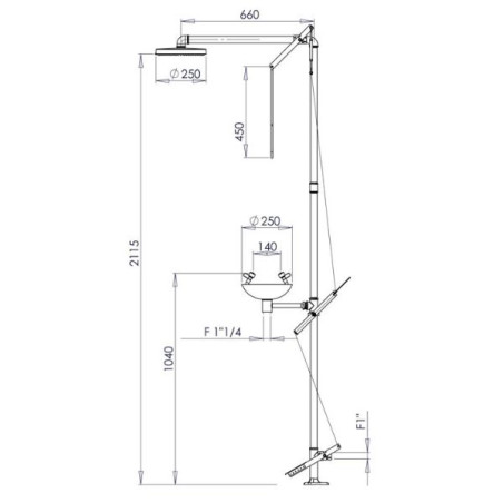 Douche et Lave-oeil Sécurité - Combiné Intérieur et extérieur - Normes EN  - Acier Galvanisé
