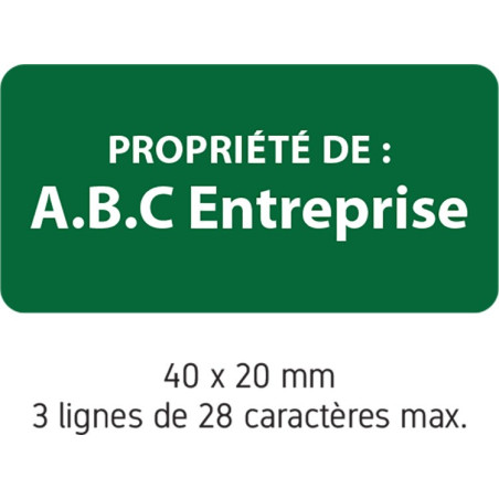 Étiquettes Personnalisées - Propriété SECURÉTIK - Vinyle Polymère Laminé - Lot de 240