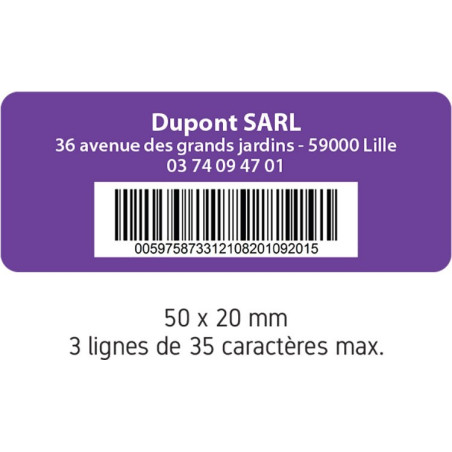 Étiquettes Personnalisées - Propriété SECURÉTIK - Vinyle Polymère Laminé - Lot de 240