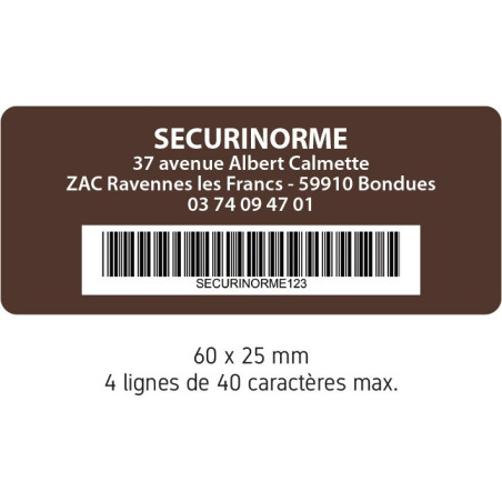Étiquettes Personnalisées - Propriété SECURÉTIK - Vinyle Polymère Laminé - Lot de 240