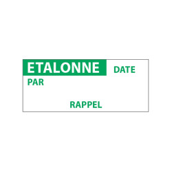 Lot étiquettes d'inspection "Etallonné par" tissu plastifié