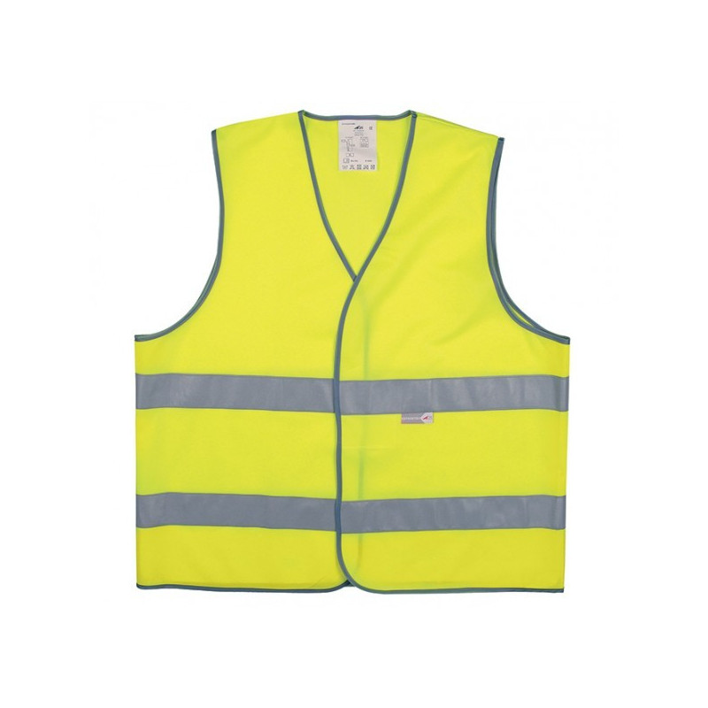 Ce gilet de sécurité jaune est un accessoire indispensable pour la sécurité routière. Il est notamment recommandé lors de la pra