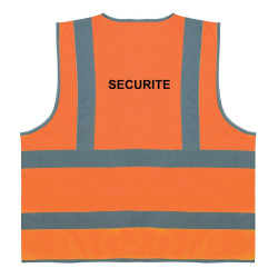 Ce gilet de sécurité orange est équipé de quatre bandes pour une visibilité améliorée. Il est idéal pour les travailleurs de la 
