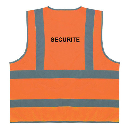 Ce gilet de sécurité orange est équipé de quatre bandes pour une visibilité améliorée. Il est idéal pour les travailleurs de la 